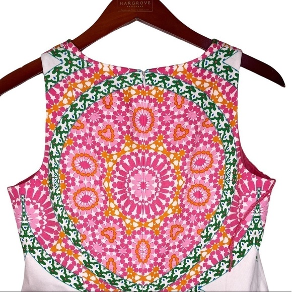 LONDON TIMES Mosaic Print Sleeveless Shift Dress Size 4 in Bright Pink Print - Picture 9 of 14